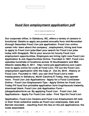 food lion employment handbook